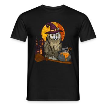 Hexen Hut Weiser Vogel Geschenk Halloween Eule - Männer T-Shirt - Schwarz - Vorne - AI Model Male 178 light (178cm)
