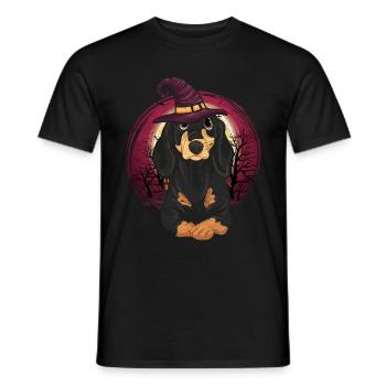 Chien effrayant Cadeau Chapeau de sorcière Halloween Teckel - T-shirt homme - noir - Devant - AI Model Male 178 light (178cm)