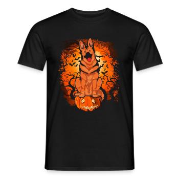 Fledermaus Hunde Halloween Deutscher Schäferhund - Männer T-Shirt - Schwarz - Vorne - AI Model Male 178 light (178cm)