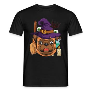 Sorcières Chapeau Chiens Chauve-souris Cadeau Halloween Carlin - T-shirt homme - noir - Devant - AI Model Male 178 light (178cm)