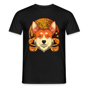Full Moon Pumpkin Dogs Gift Halloween Corgi - Men's T-Shirt - black - Front - AI Model Male 178 light (178cm)