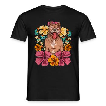 Dog Owner Dogs Gift Colorful Floral Pitbull - Men's T-Shirt - black - Front - AI Model Male 178 light (178cm)