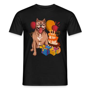 Hund Haustier Geburtstags Party Geschenk Pitbull - Männer T-Shirt - Schwarz - Vorne - AI Model Male 178 light (178cm)
