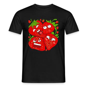Red Berries Fruit Fruit Gift Funny Strawberry - Men's T-Shirt - black - Front - AI Model Male 178 light (178cm)