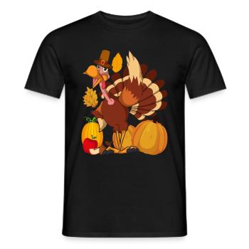 Vogel Früchte Apfel Kürbis Laub Geschenk Truthahn - Männer T-Shirt - Schwarz - Vorne - AI Model Male 178 light (178cm)