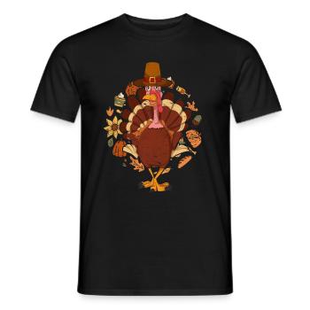 Autumn Bird Foliage Animal Gift Turkey - Men's T-Shirt - black - Front - AI Model Male 178 light (178cm)