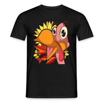 Sunflower Autumn Foliage Bird Gift Turkey - Men's T-Shirt - black - Front - AI Model Male 178 light (178cm)