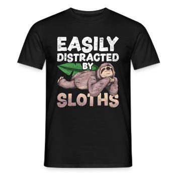 Easily distracted by sloths Funny sloth - Men's T-Shirt - black - Front - AI Model Male 178 light (178cm)