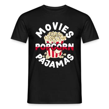 Cinema Snack Movies Pajama Gift Funny Popcorn - Men's T-Shirt - black - Front - AI Model Male 178 light (178cm)