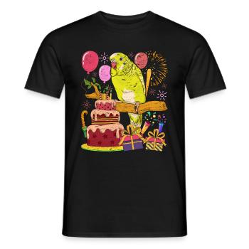 Oiseau Fête d’anniversaire Cadeau Budgie - T-shirt homme - noir - Devant - AI Model Male 178 light (178cm)