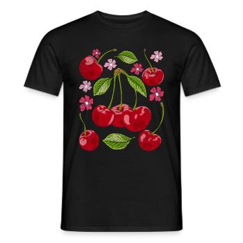 Cherry Blossoms Summer Fruit Gift Sakura Cherry - T-shirt homme - noir - Devant - AI Model Male 178 light (178cm)