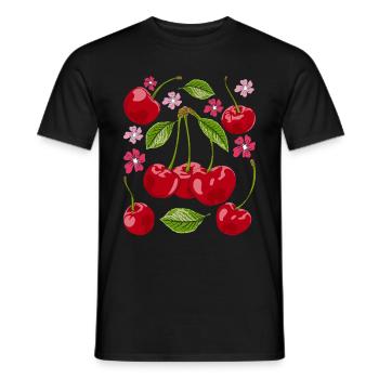 Sakura Cadeau de fruits d’été Cerisier Fleur - T-shirt homme - noir - Devant - AI Model Male 178 light (178cm)