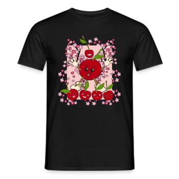 Sakura Summer Fruit Funny Cadeau Cerise - T-shirt homme - noir - Devant - AI Model Male 178 light (178cm)