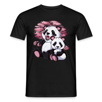 Cerisier Fleur Panda Ours Cadeau Sakura Panda - T-shirt homme - noir - Devant - AI Model Male 178 light (178cm)