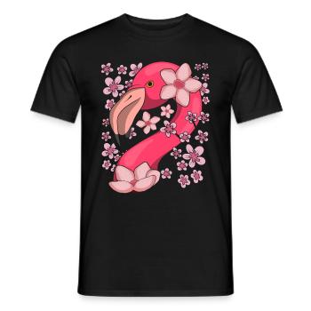 Sakura Rosa Vogel Geschenk Kirschblüten Flamingo - Männer T-Shirt - Schwarz - Vorne - AI Model Male 178 light (178cm)