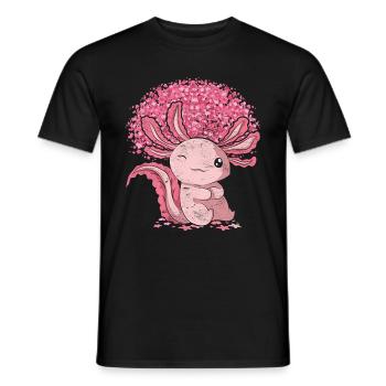 Cadeau amphibien Cherry Blossom Tree Sakura Axolotl - T-shirt homme - noir - Devant - AI Model Male 178 light (178cm)