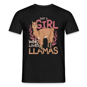 Juste une fille qui aime les lamas, les zoos, les animaux, les alpagas - T-shirt homme - noir - Devant - AI Model Male 178 light (178cm)