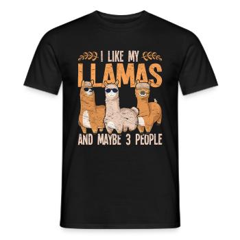 I like my llamas and maybe 3 people alpaca - Men's T-Shirt - black - Front - AI Model Male 178 light (178cm)