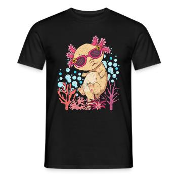 Animal Cool Lunettes de soleil Amphibien Cadeau Axolotl - T-shirt homme - noir - Devant - AI Model Male 178 light (178cm)
