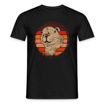 Cute Rodent Animal Gift Retro Capybara - Men's T-Shirt - black - Front - AI Model Male 178 light (178cm)