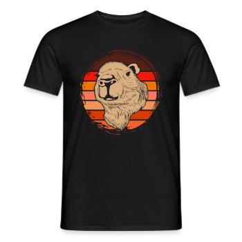 Retro Capybara Liebhaber Tier Niedliches Capybara - Männer T-Shirt - Schwarz - Vorne - AI Model Male 178 light (178cm)
