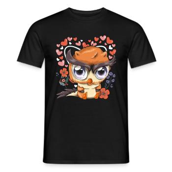 Bird Lover Heart Animal Gift Cute Owl - Men's T-Shirt - black - Front - AI Model Male 178 light (178cm)