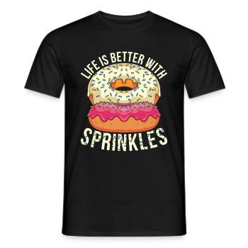 Streusel Donut Süßigkeiten Geschenk Lustiges Donut - Männer T-Shirt - Schwarz - Vorne - AI Model Male 178 light (178cm)