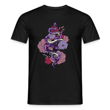 Reptile Animal Gift Pretty Floral Snake - Men's T-Shirt - black - Front - AI Model Male 178 light (178cm)