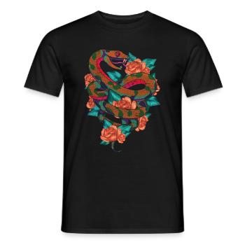 Flowers Predator Reptiles Gift Roses Snake - Men's T-Shirt - black - Front - AI Model Male 178 light (178cm)