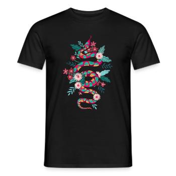 Reptilien Geschenk Farbenfrohes Blumen Schlange - Männer T-Shirt - Schwarz - Vorne - AI Model Male 178 light (178cm)
