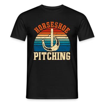 Hufeisen Werfen Geschenk Retro Pferde Hufeisen - Männer T-Shirt - Schwarz - Vorne - AI Model Male 178 light (178cm)