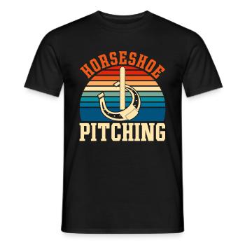 Retro Hufeisen Werfer Geschenk Pferde Hufeisen - Männer T-Shirt - Schwarz - Vorne - AI Model Male 178 light (178cm)