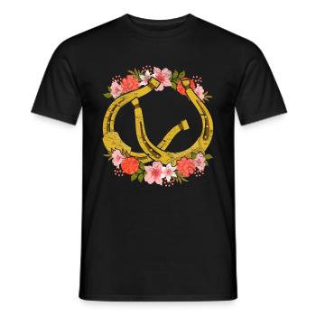 Blumen Pferdehof Reiten Geschenk Pferd Hufeisen - Männer T-Shirt - Schwarz - Vorne - AI Model Male 178 light (178cm)