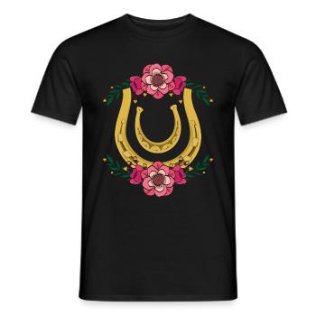 Pferdesport Blumen Pferd Reiten Geschenk Hufeisen - Männer T-Shirt - Schwarz - Vorne - AI Model Male 178 light (178cm)