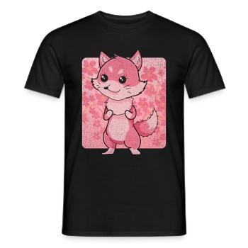 Habitant de la forêt Cadeau animal de forêt Fleur Kawaii Renard - T-shirt homme - noir - Devant - AI Model Male 178 light (178cm)