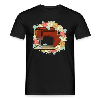 Pretty Flower Sewing Machine Seamstress Gift Sewing - Men's T-Shirt - black - Front - AI Model Male 178 light (178cm)