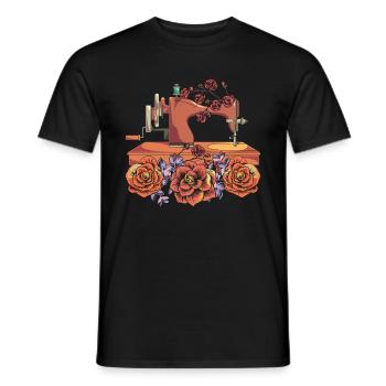 Pretty roses sewing machine seamstress gift sewing - Men's T-Shirt - black - Front - AI Model Male 178 light (178cm)