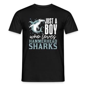 Requin Un seul garçon qui aime les requins-marteaux Requin-marteau - T-shirt homme - noir - Devant - AI Model Male 178 light (178cm)