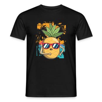 Fruit Tropical Fruit Gift Sunglasses Pineapple - Men's T-Shirt - black - Front - AI Model Male 178 light (178cm)