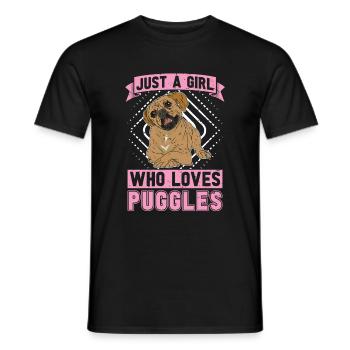 Just A Girl Who Loves Puggles Dogs Puggle - Men's T-Shirt - black - Front - AI Model Male 178 light (178cm)