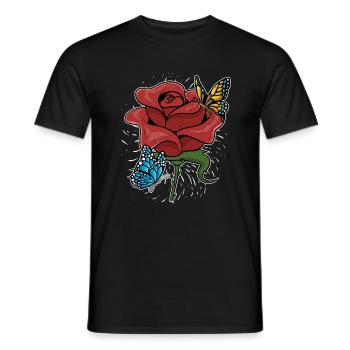 Fleurs botaniques Fleurs Cadeau Papillon Rose - T-shirt homme - noir - Devant - AI Model Male 178 light (178cm)