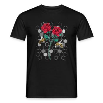Jardin Fleurs Fleurs Cadeau Nature Abeille Rose - T-shirt homme - noir - Devant - AI Model Male 178 light (178cm)