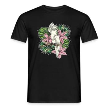 Perroquet Tropical Floral cadeau oiseau cacatoès - T-shirt homme - noir - Devant - AI Model Male 178 light (178cm)