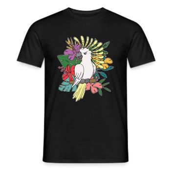 Amoureux des oiseaux Floral perroquet cadeau cacatoès - T-shirt homme - noir - Devant - AI Model Male 178 light (178cm)