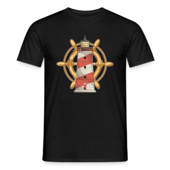 Océan bateau volant mer cadeau phare - T-shirt homme - noir - Devant - AI Model Male 178 light (178cm)