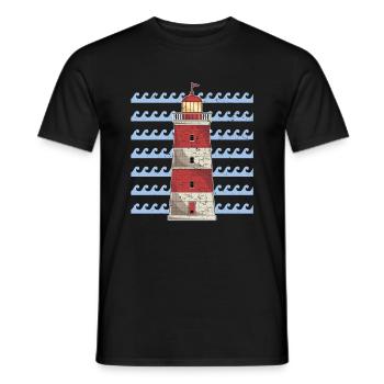 Sea Waves Ocean Gift Lighthouse - Men's T-Shirt - black - Front - AI Model Male 178 light (178cm)