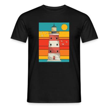 Ocean Full Moon Gift Retro Lighthouse - Men's T-Shirt - black - Front - AI Model Male 178 light (178cm)