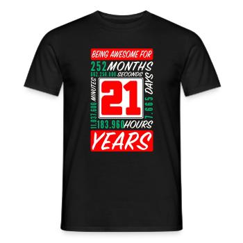 Family 21 Years Birthday Months Hours - Men's T-Shirt - black - Front - AI Model Male 178 light (178cm)