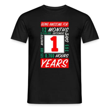 Enfants 1 Années Anniversaire Mois Heures - T-shirt homme - noir - Devant - AI Model Male 178 light (178cm)