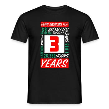 Children 3 Years Birthday Months Hours - Men's T-Shirt - black - Front - AI Model Male 178 light (178cm)